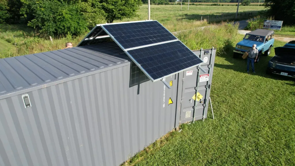 [RACK4R-CNTR] Vroom Power A-Frame Rack™ for Shipping Containers - (1) - (4) x 94” rails for 4 panels